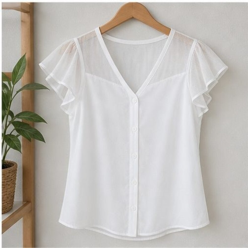 White Tie Neck Blouse
